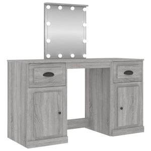 vidaXL Toaletka z oświetleniem LED, szary dąb sonoma, 130x50x132,5 cm