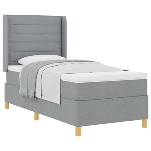 vidaXL Ł&oacute;żko sprężynowe z materacem Jasnoszary 80 x 200 cm tkanina