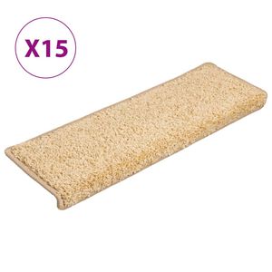 vidaXL Maty na schody 15 szt. 65x21x4 cm Kremowe, prostokątne krawędzie