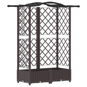vidaXL Podniesione ł&oacute;żko z kratką i dachem brązowy 124 x 40 x 123 cm