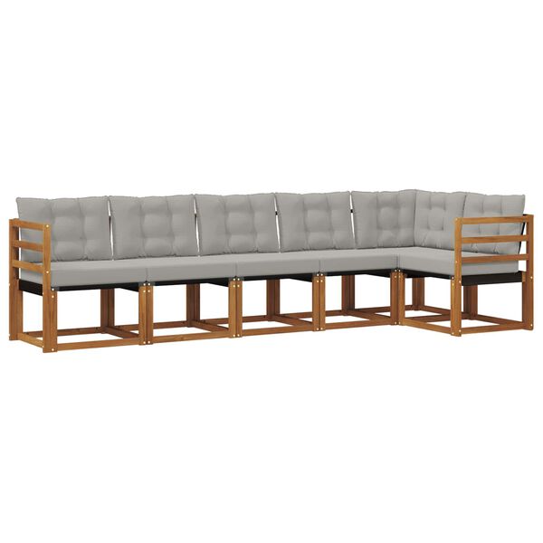 vidaXL Zestaw sof na zewnątrz z poduszką 6 pcs Naturalny i Jasny Szary