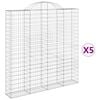 vidaXL Kosze gabionowe, 5 szt, 200x30x200/220 cm, galwanizowane żelazo