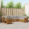 vidaXL Zestawy sof 9 pcs Naturalny i Jasny Szary Lite Drewno Akacji
