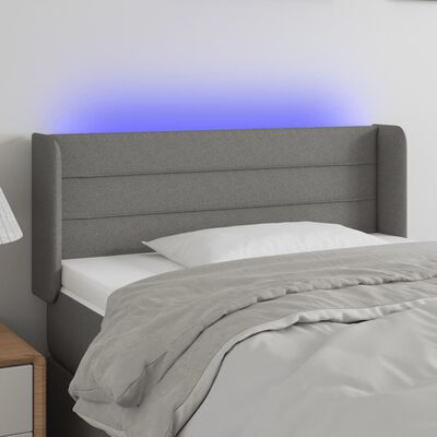 vidaXL Zagłówek do łóżka z LED, ciemnoszary, 93x16x78/88 cm, tkanina