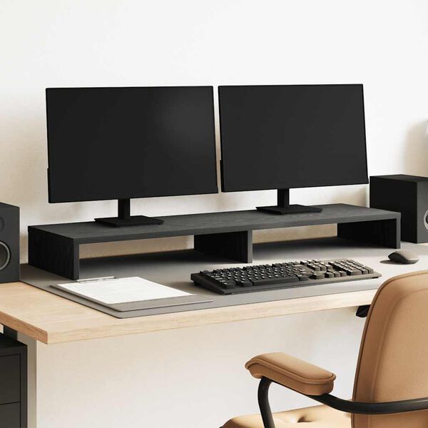 vidaXL Podstawka pod monitor, czarny dąb, 100x27x10 cm