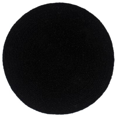 vidaXL Maty na stół, 6 szt., gładkie, czarne, 38 cm, okrągłe, bawełna