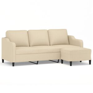 vidaXL Sofa 3-osobowa, kremowa, 180 cm, tapicerowana tkaniną
