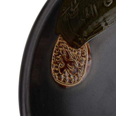 vidaXL Umywalka nablatowa, czarna, okrągła, Φ41x14 cm, ceramiczna