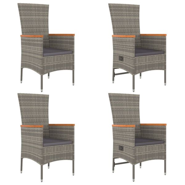 vidaXL 5-cz. zestaw mebli ogrodowych z poduszkami, szary, rattan PE