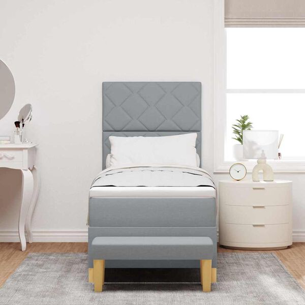 vidaXL Ł&oacute;żko sprężynowe z materacem Jasnoszary 80 x 200 cm tkanina