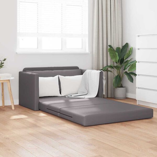 vidaXL Sofa Bed 110cm Szary Sztuczna sk&oacute;ra