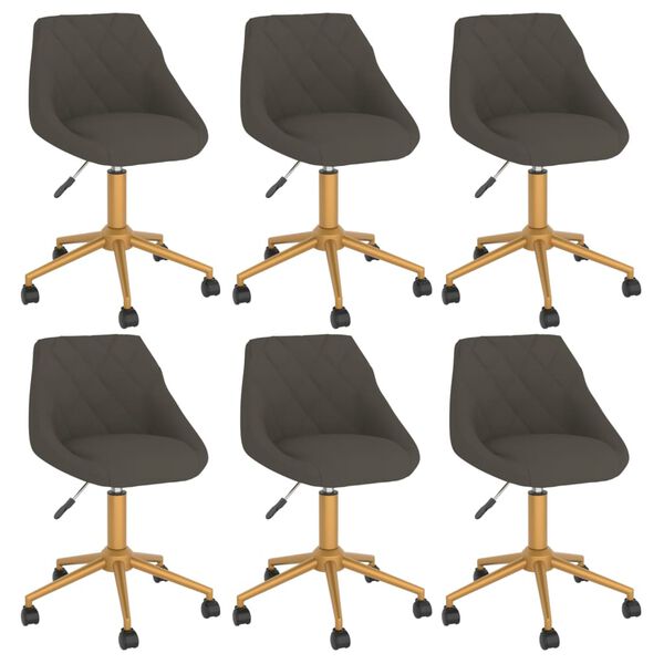 vidaXL Obrotowe krzesła stołowe, 6 szt., ciemnoszare, aksamitne