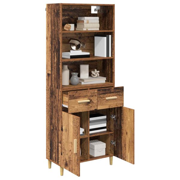 vidaXL Highboard z szufladą Stare drewno 69,5 x 32,5 x 180 cm