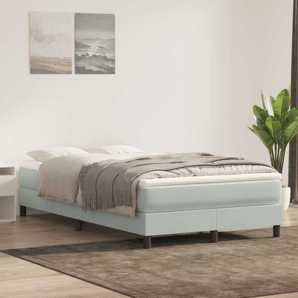 vidaXL Ł&oacute;żko Box Spring bez materaca Jasnoszary 120x220 cm Aksamit