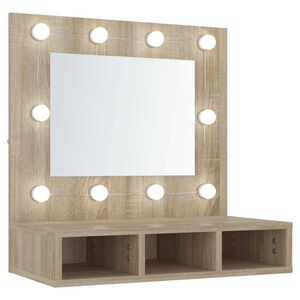 vidaXL Szafka z lustrem i oświetleniem LED, dąb sonoma, 60x31,5x62 cm