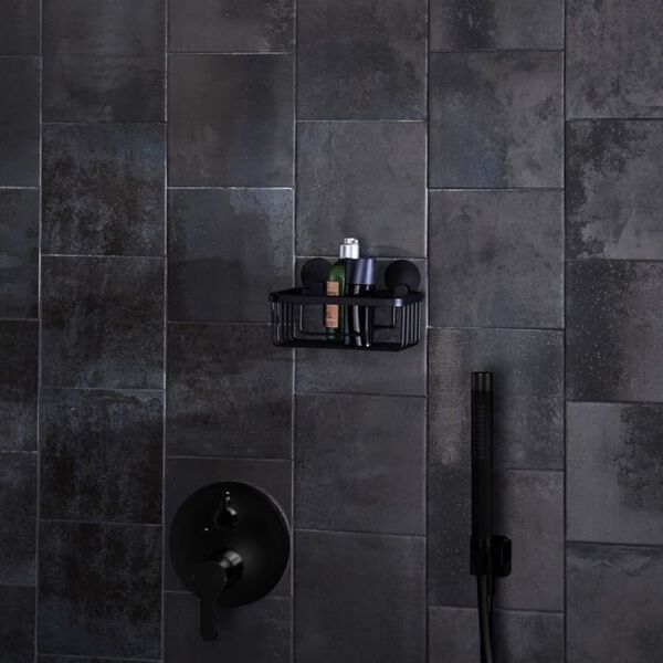 Kleine Wolke P&oacute;łka prysznicowa Rocco, prostokątna, czarna