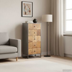 vidaXL Komoda, 45x30x100 cm, lite drewno z odzysku