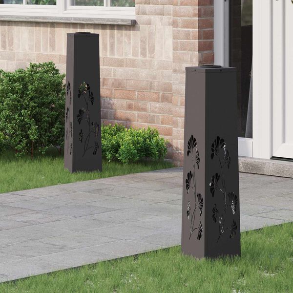 vidaXL Słoneczna LED lampa na ścieżkę 2 pcs Czarny