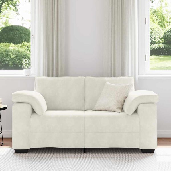 vidaXL Sofa dwuosobowa, kremowa, 120 cm, aksamit