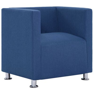 vidaXL Fotel kubik, niebieski, tkanina