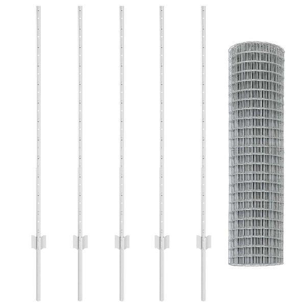 vidaXL Ogrodzenie z słupkiem Srebrny 1,2 x 10 m Stal