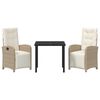 vidaXL Zestaw do jadalni w ogrodzie z poduszką 3 pcs Beżowy polirattan