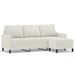 vidaXL Sofa 3-osobowa, kremowa, 180 cm, tapicerowana aksamit
