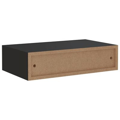 vidaXL Półka ścienna z szufladą, czarna, 40 x 23,5 x 10 cm, MDF