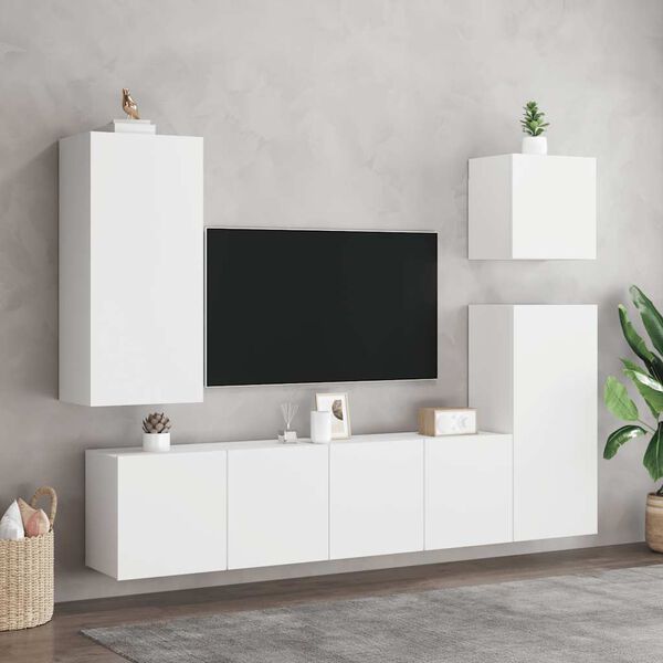 vidaXL Ścienne szafki TV, 2 szt., białe, 80x30x41 cm