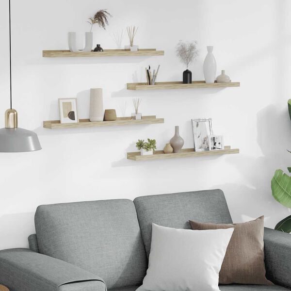 vidaXL P&oacute;łki ścienne, 4 szt., dąb sonoma, 60x9x3 cm