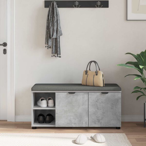 vidaXL Ławka w przedpokoju z poduszką Betonowy szary 100 x 38 x 46 cm
