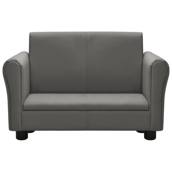vidaXL Sofa dziecięca z podn&oacute;żkiem, szara, obita sztuczną sk&oacute;rą