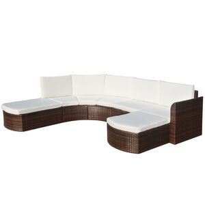 vidaXL 4-cz. zestaw wypoczynkowy do ogrodu, poduszki, rattan PE, brąz