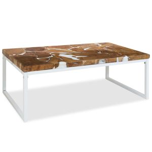vidaXL Stolik kawowy z drewna tekowego i żywicy, 110 x 60 x 40 cm