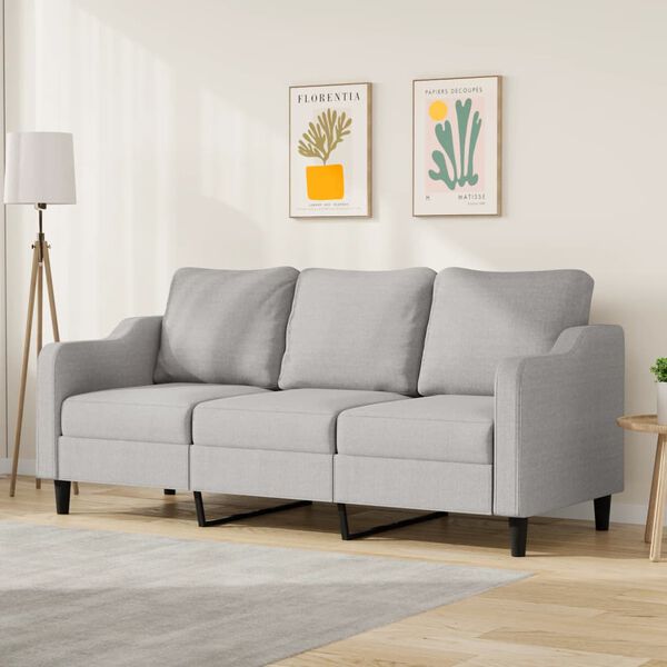 vidaXL Sofa 3-osobowa, jasnoszara, 180 cm, tapicerowana tkaniną