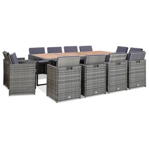 vidaXL 13-cz. zestaw mebli do ogrodu z poduszkami, rattan PE, antracyt