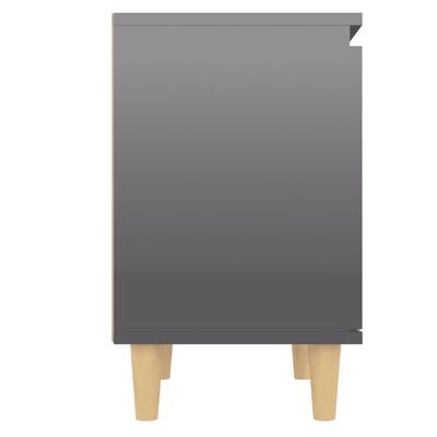 vidaXL 2 szafki nocne z drewnianymi nóżkami, szare, połysk, 40x30x50cm