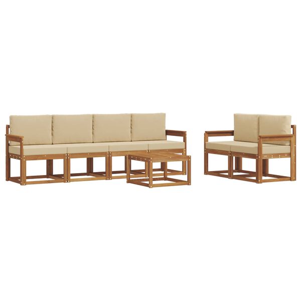 vidaXL Zestaw sof na zewnątrz z poduszką 7 pcs Naturalny i Beżowy