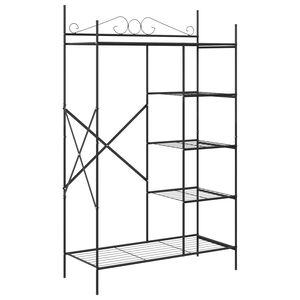 vidaXL Otwy garderoba z p&oacute;łką Czarny 104,5 x 45 x 172 cm Stal