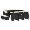 vidaXL 11-cz. zestaw mebli do ogrodu, z poduszkami, czarny rattan PE