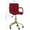 vidaXL Obrotowe krzesło stołowe, winna czerwień, obite aksamitem