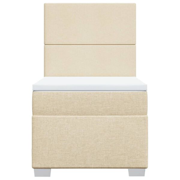 vidaXL Ł&oacute;żko kontynentalne z materacem, kremowe, tkanina, 90x190 cm