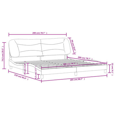 vidaXL Rama łóżka z zagłówkiem, kremowa, 200x200 cm, obita tkaniną