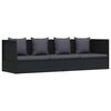 vidaXL Sofa ogrodowa z poduszkami, polirattan, czarna