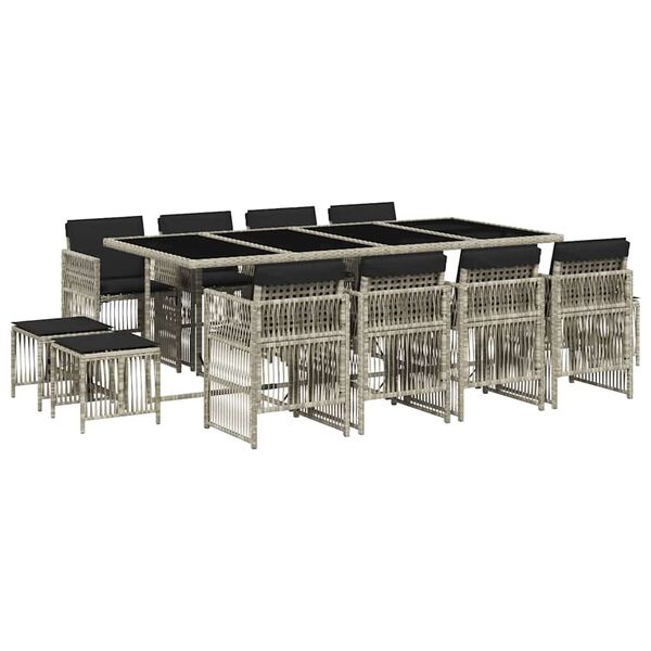 vidaXL 13-cz. zestaw mebli ogrodowych z poduszkami, jasnoszary