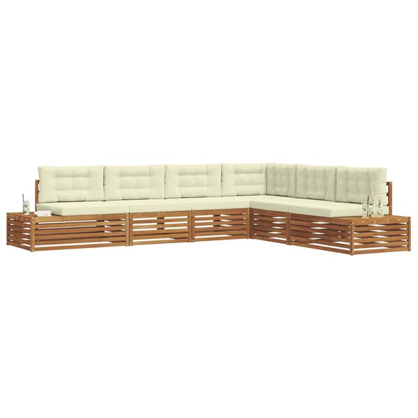 vidaXL Zestaw sof na zewnątrz z poduszką 6 Sztuka Naturalny i Kremowy