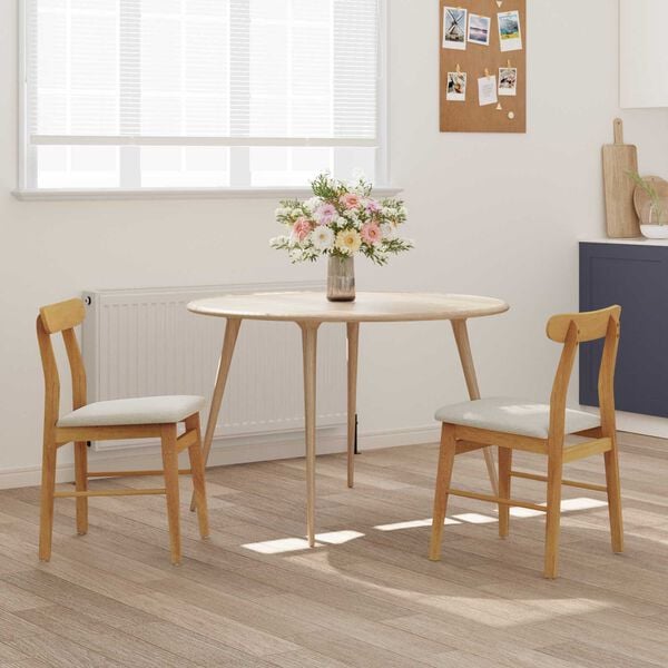 vidaXL Krzesło jadalniane 2 pcs Naturalny i jasny Drewno Gumowe