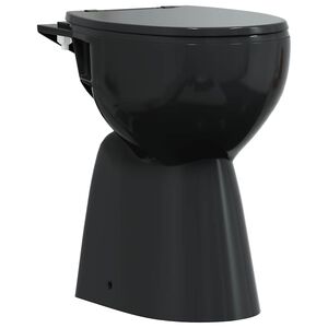 vidaXL Toaleta bezkołnierzowa, 7 cm dodatkowa, ciche zamykanie, ceramika, czarna