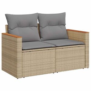 vidaXL Sofa ogrodowa z poduszkami, 2-osobowa, beż, polirattan