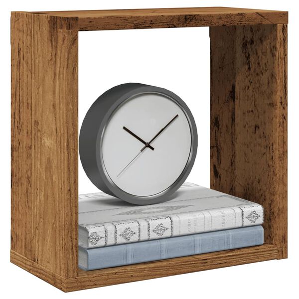 vidaXL P&oacute;łki ścienne kostki, 4 szt., kolor starego drewna, 30x15x30 cm